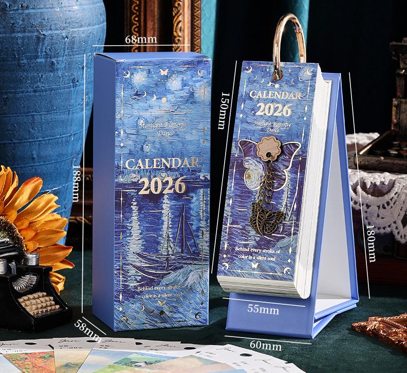 🎁TikTok Last Day Sale - 70% OFF🎉2026 Vintage European Style Oil Painting Flip Calendar🎨