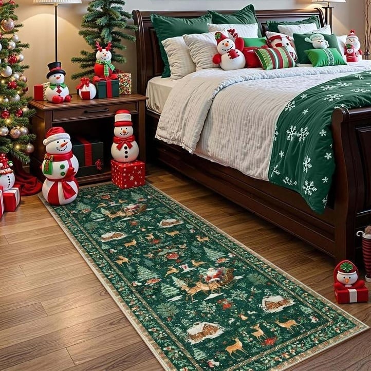 🎅 Early Christmas Sale 🎅🎄 Christmas Deer Santa Long Rug