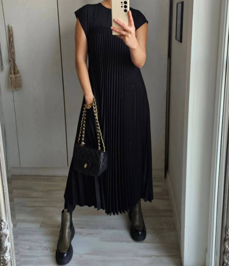 🔥Last Day Promotion 70% OFF🔥Pleated Simple Solid Color Dress