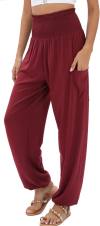 QIANXIZHAN Women's Harem Pants, High Waist Yoga Boho Trousers with Pockets