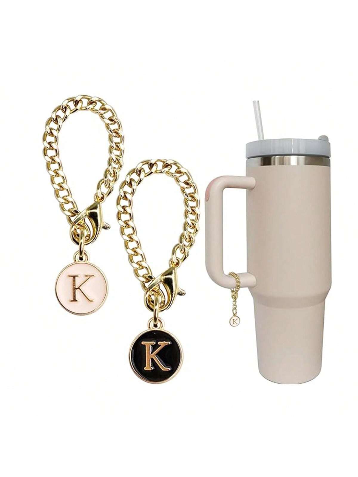 Letter Charm Accessories for  Cup 2PCS Initial Name ID Personalized Handle Charm for  Tumbler