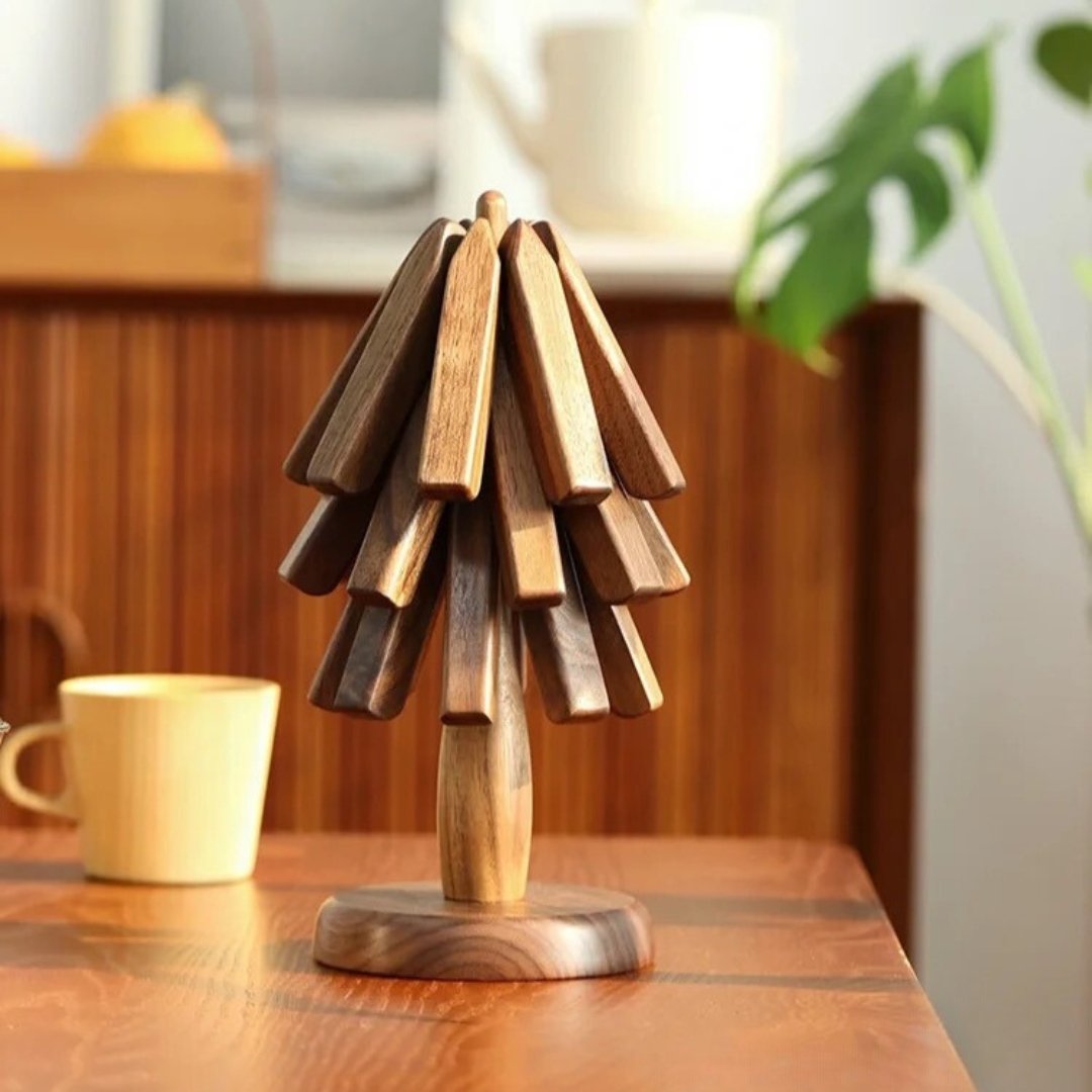 (🌲Early Christmas Sale- 50% OFF) Tree Of Life Solid Black Walnut Coasters Set