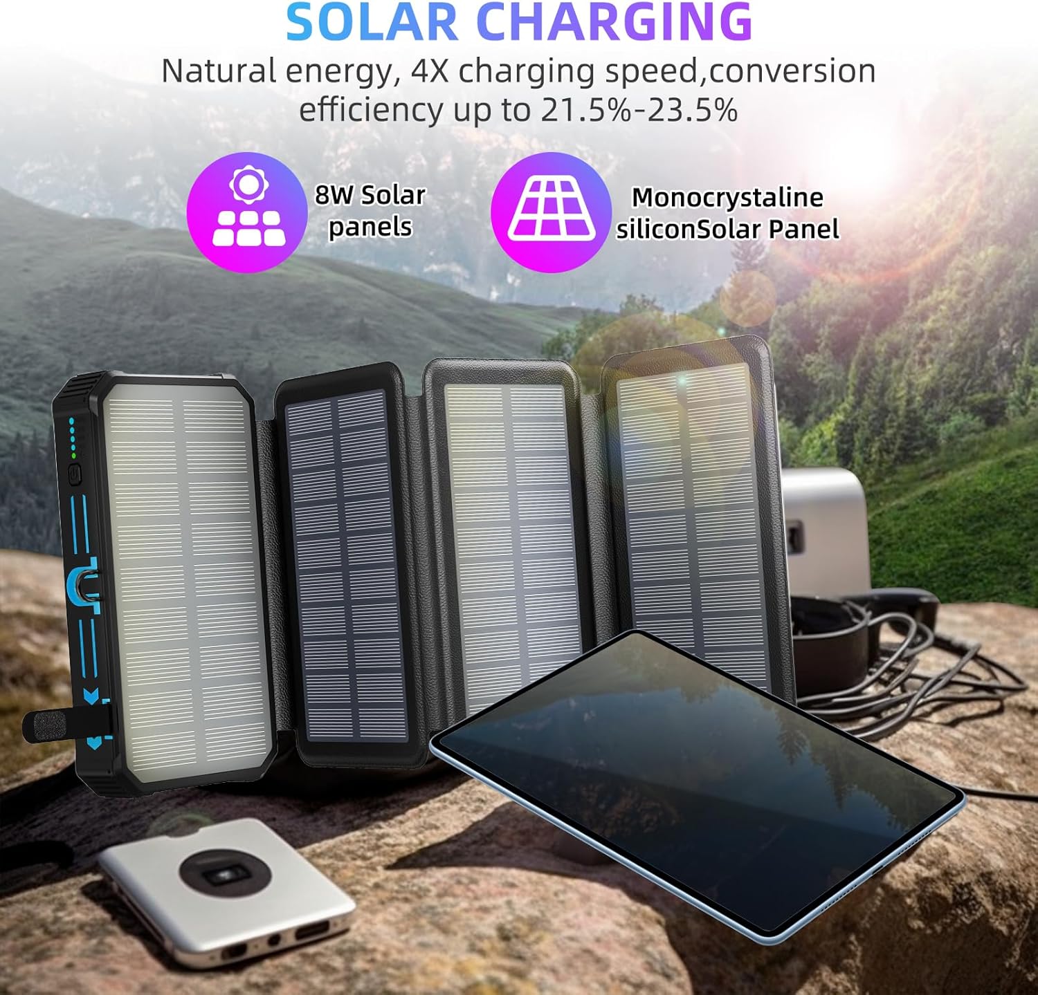 🎄TikTok Christmas Sale -70% OFF✨Outdoor Foldable Solar Large Capacity Charger Mobile Power Bank