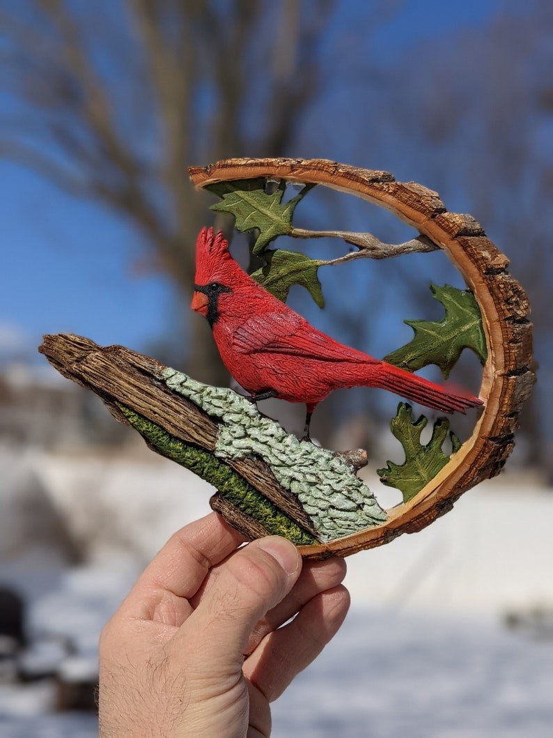 ✝️100% Handmade Cardinal Carving (𝐂𝐡𝐚𝐝 𝐒𝐦𝐢𝐭𝐡 𝐇𝐚𝐧𝐝𝐦𝐚𝐝𝐞®)