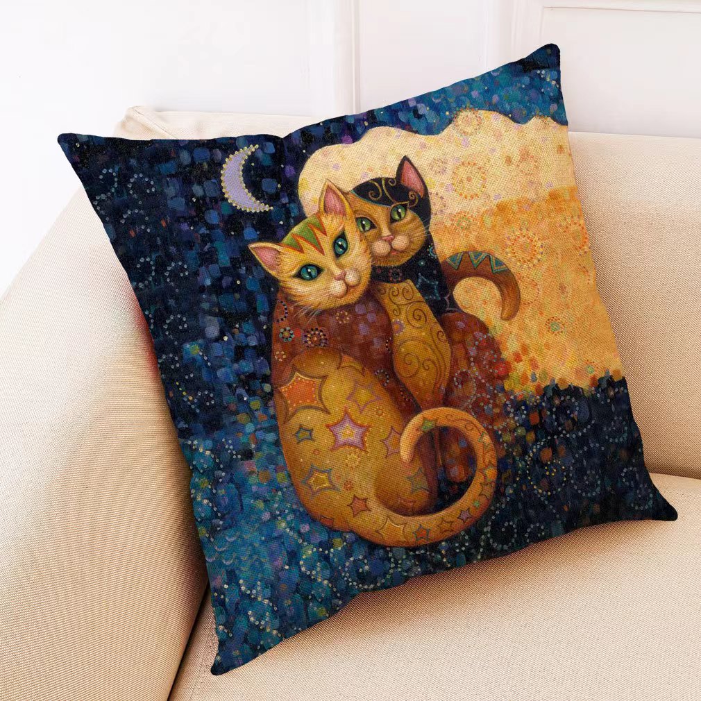 🐱Handmade Gustav Klimt Inspired Cats Cushion Covers