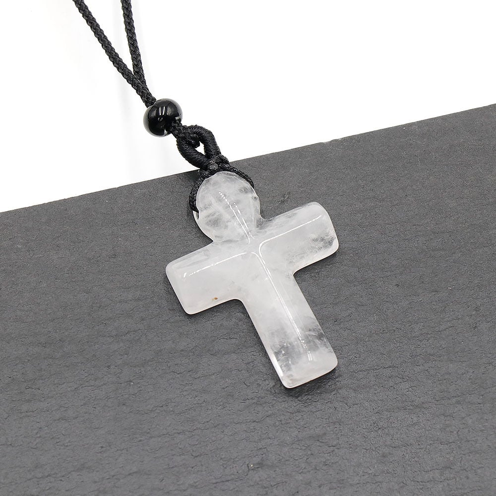 ✝️100% Handmade Natural Crystal Cross Necklace