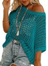 🎁TikTok Last Day Sale - 70% OFF🎉 Womens Summer Scoop Neck ShortSleeve Sweater Casual Crochet Hollow Out KnitTops