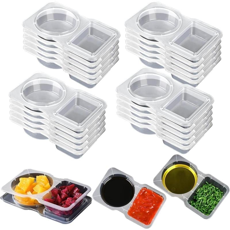 🔥Buy More Save More🎁Reusable Double Compartment Condiment Container Snack Container