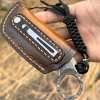 Handmade Damascus steel Folding Pocket EDC Knife-with cowhide sheath And pocket clip