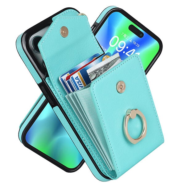 ❤️Mother's Day Sale 70% OFF❤️ New Fashion Leather Wallet Case with Ring & Lanyard For iPhone