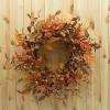🍁🎁 Front Door Autumn Wreath Handmade Artificial Wreath with Bright Oak Leaves, Small Pumpkins, Berry Branches, 🎄 Mixed Leaves for Farmhouse Indoor and Outdoor Window Wall Door Decoration