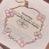 Lucky Clover Adjustable Bracelet - Sparkling Crystal & Zircon Floral Links