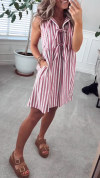 Women's V-neck Strappy Striped Casual Dress
