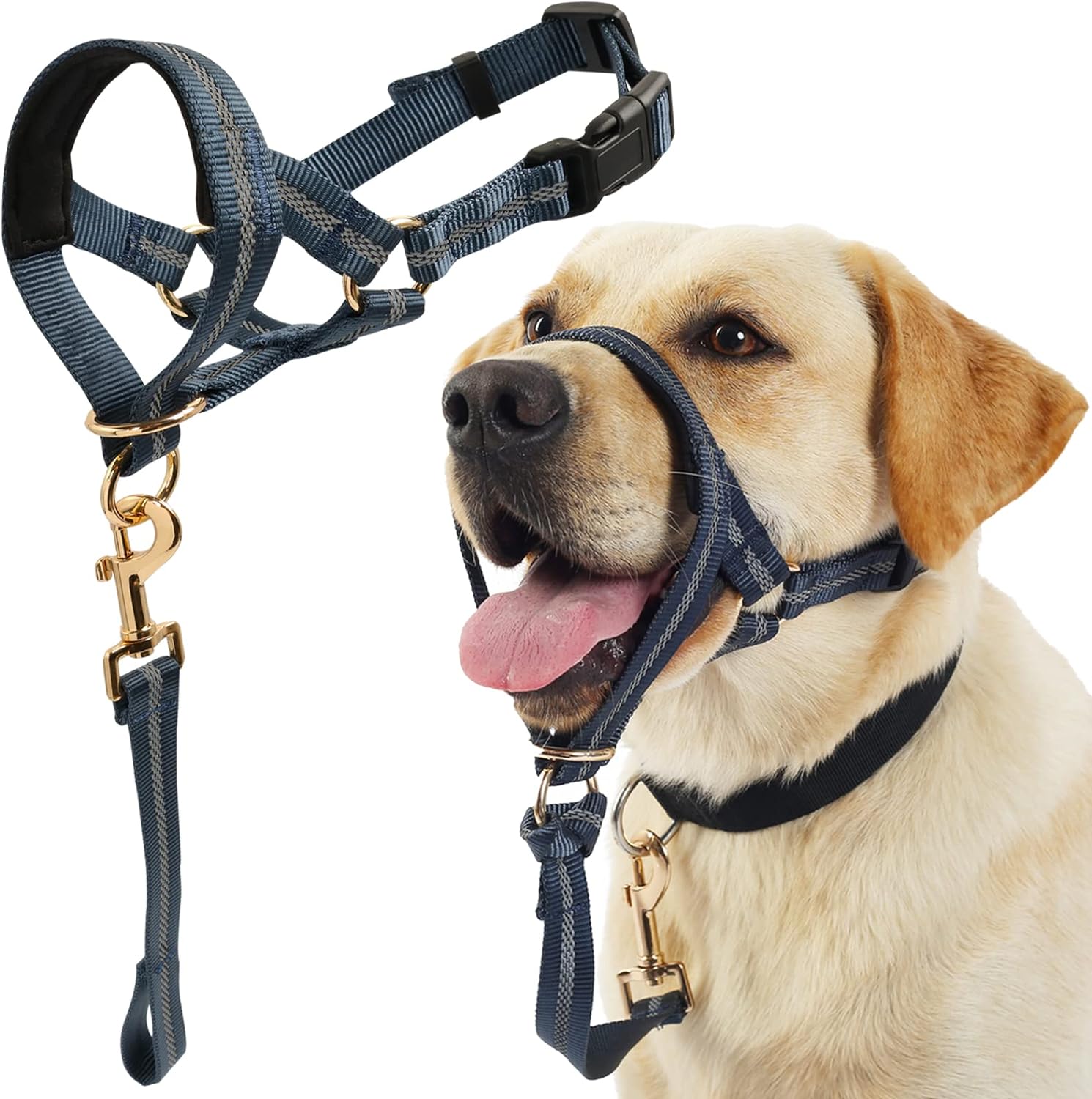 BARKLESS Dog Head Collar, No Pull Dog Halter with Soft Padding, Reflective Training Tool for Medium Large Dogs, Labrador, Stops Heavy Pulling and Easy Control on Walks