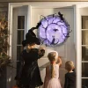 🦇Enchanted Night Bat & Cat Halloween Wreath with Purple LED Lights