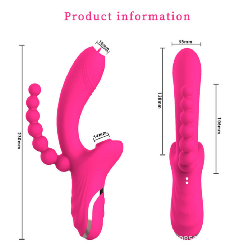 SHEMESIX - Female Masturbation Vibrator 3 in 1 Tongue Sucking Dual Headed Vibrator