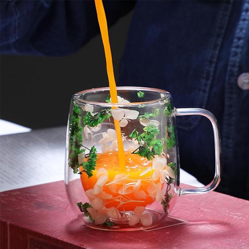 🎁TikTok Last Day Sale - 70% OFF🎄🌸Transparent Double Glass Flower Tea Cup