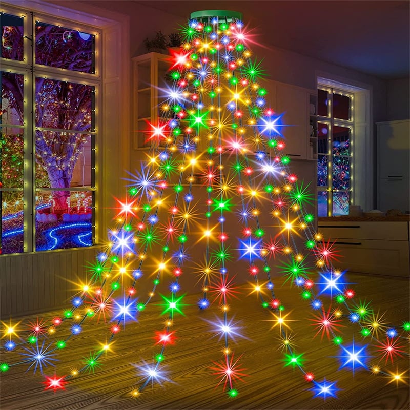 🔥Letzter Tag Verkauf 49% Rabatt🎄Weihnachtsbaum-Wasserfalllichter mit Ring(Wasserdicht)