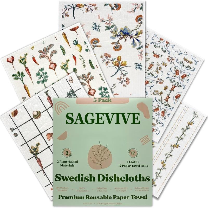 🎄Holiday Pre-Sale Save 70%🎄Swedish Dishcloths for Kitchen & Cleaning | 5 Pack