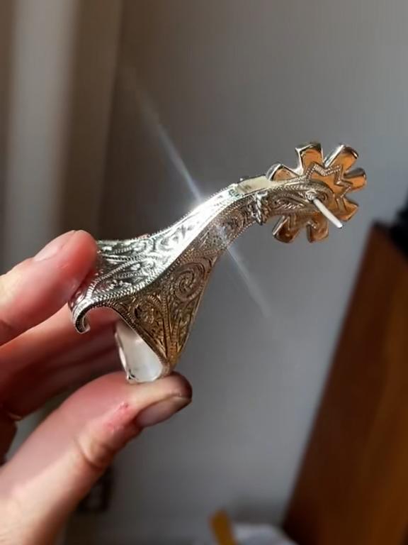 Vintage Engraved Spur Collectible Accent (Silver)
