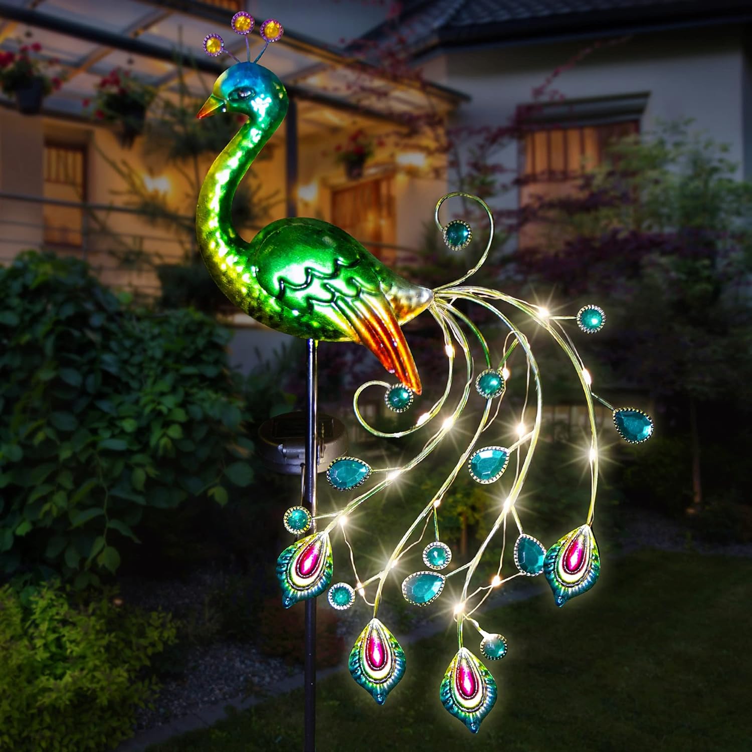 Glintoper Solar Garden Lights, 39 Inch Height Outdoor Metal Peacock Decorative Garden Stakes-Buy 2 Free Shipping