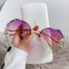 (🔥Summer Hot Sale - 50% OFF) 2024 Woman Rimless Diamond Sunglasses, BUY 2 FREE SHIPPING