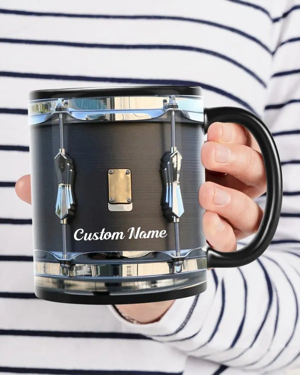 Black Vintage Drum Mug Funny Drumming Gifts