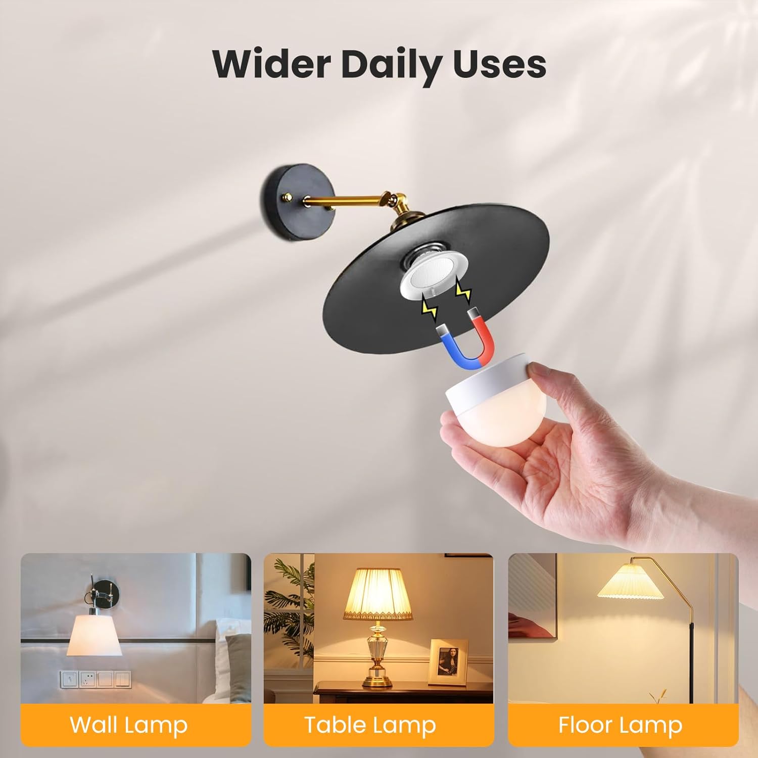 🔥Last Day Promotion 50% OFF💥3 Color Temperature Dimmable E26 Wireless Detachable LED Charging Bulb