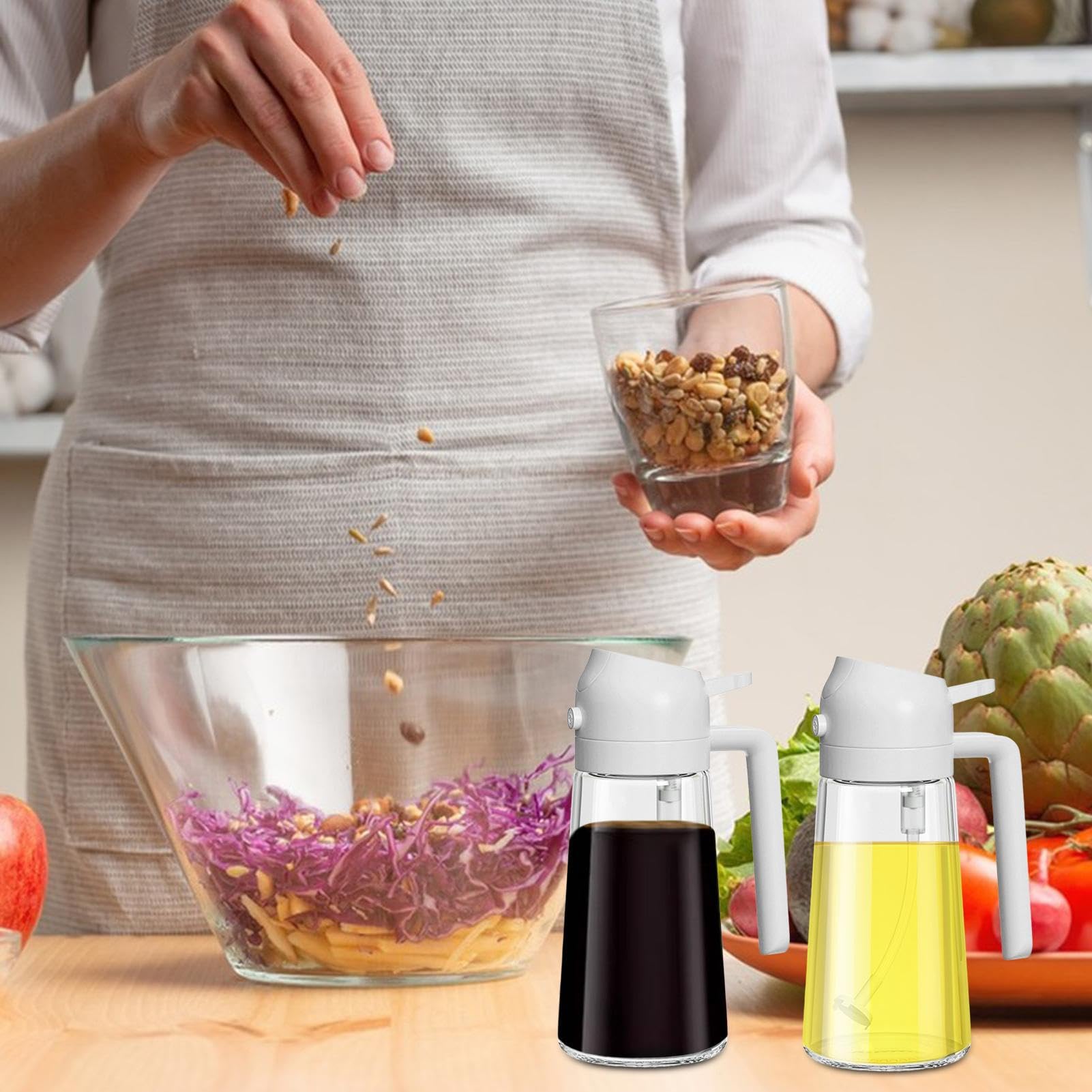 💥LAST DAY SALE 50% OFF💥2 in 1 Glass Oil Sprayer & Dispenser