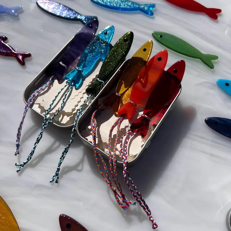 LAST DAY 49% OFF🐟️Handmade Stained Glass Sardine Suncatcher