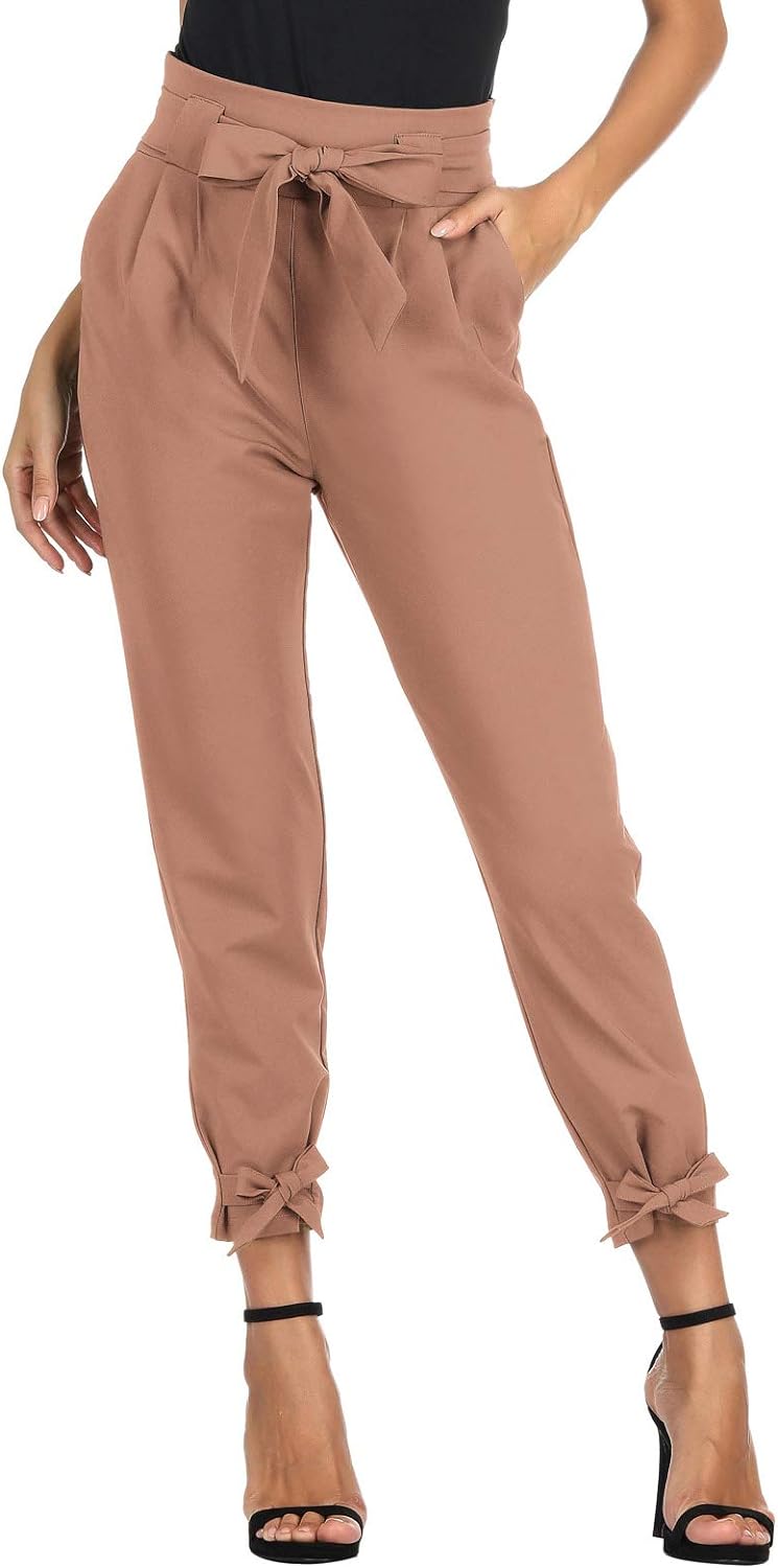 GRACE KARIN Womens Casual High Waist Pencil Pants with Bow-Knot Pockets for Work