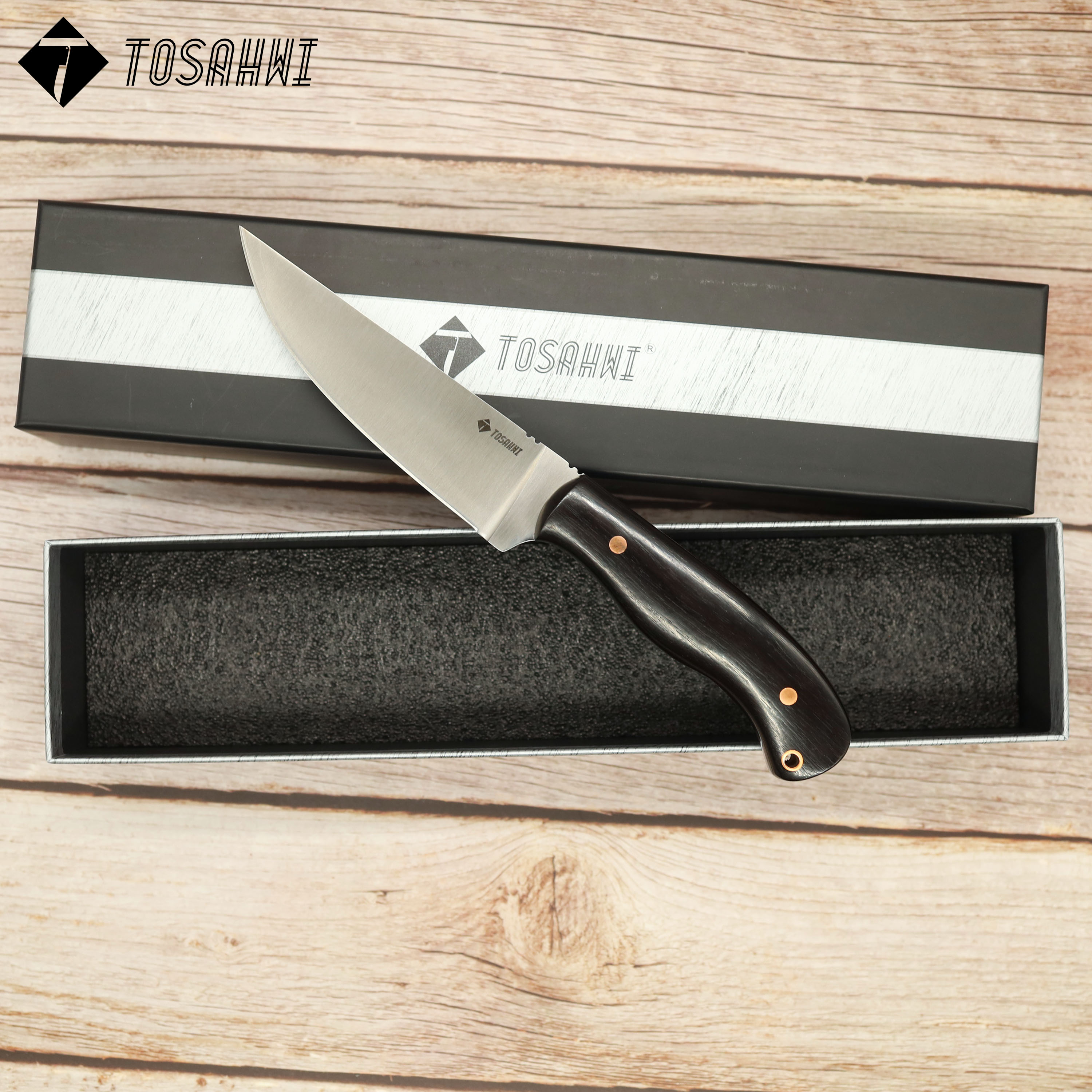 TOSAHWI HANDMADE Handmade Sandalwood Wingler 70HRC Fixed Blades BLACK-69531