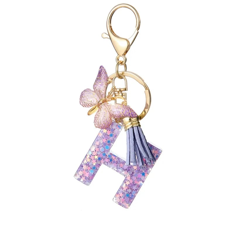 🔥Last Day 50% OFF - Butterfly Letter Keychain Tassel Design Vibrant Durable Lightweight Gift