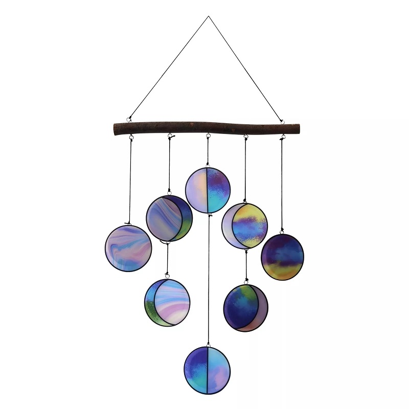 Moon Phase Wall Decor Wind Chimes Stained Plexiglass Clear And Rainbow Iridized Moon Phase Wall Hanging Celestial Art Pendant