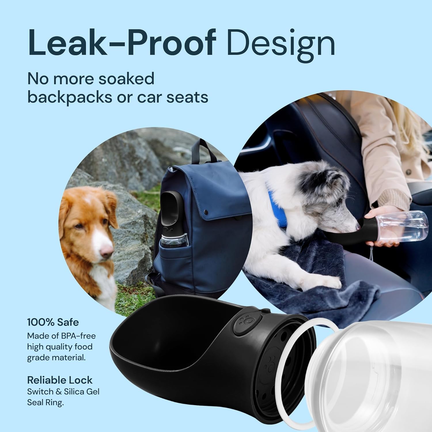 MalsiPree Dog Water Bottle, Lightweigh, Leak Proof Portable Travel Dog Water Dispenser - Perfect Puppy Drinking Bowl On The Go for Outdoor Walking and Hiking - Pet Accessories (19oz, Blue)