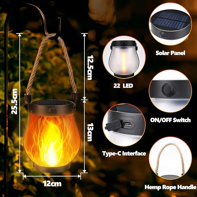 💥LAST DAY SALE 50% OFF💥Dancing Flame Solar Lantern Outdoor Lights⚡BUY 2 FREE SHIPPING