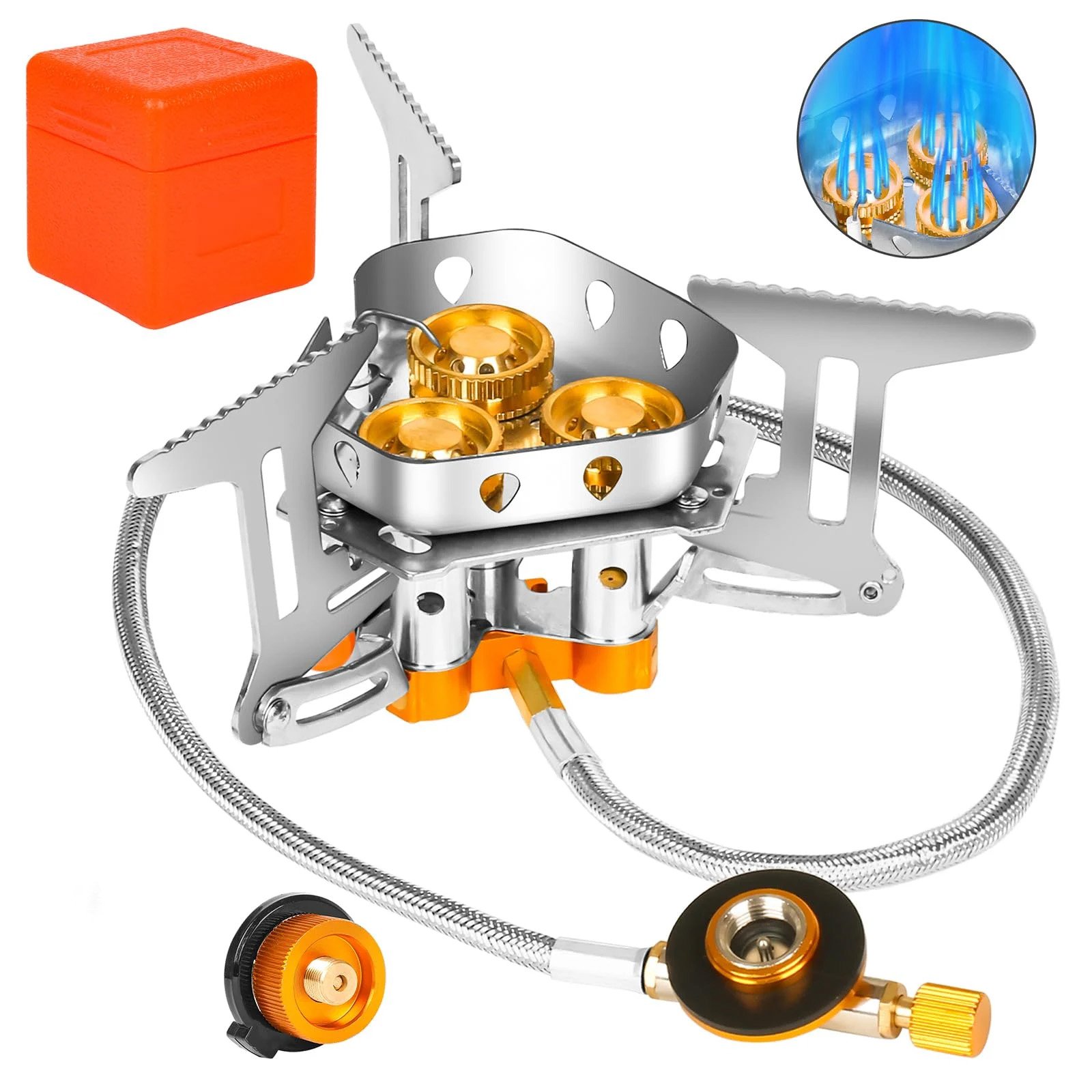 🔥LAST DAY 57% OFF🌟9900W/12800W Windproof Camping Stove, Camping Gas Stove with Piezo Ignition