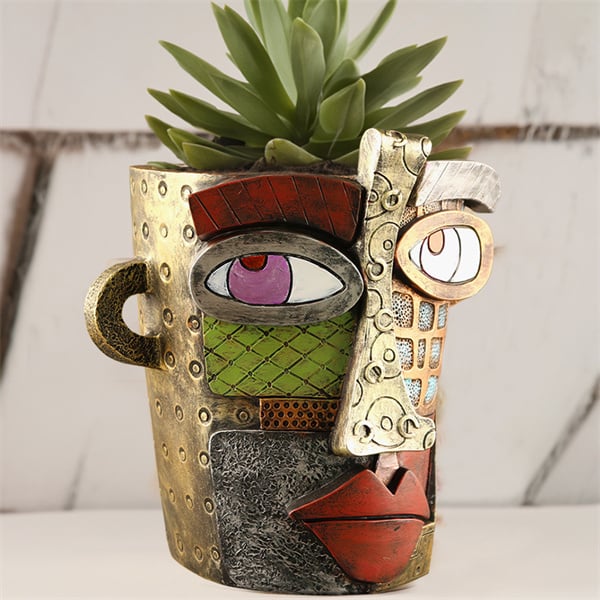 🔥 Last Day 49% OFF 😍 Handmade Picasso Antique Bronze Abstract Beauty Face Flower Pot