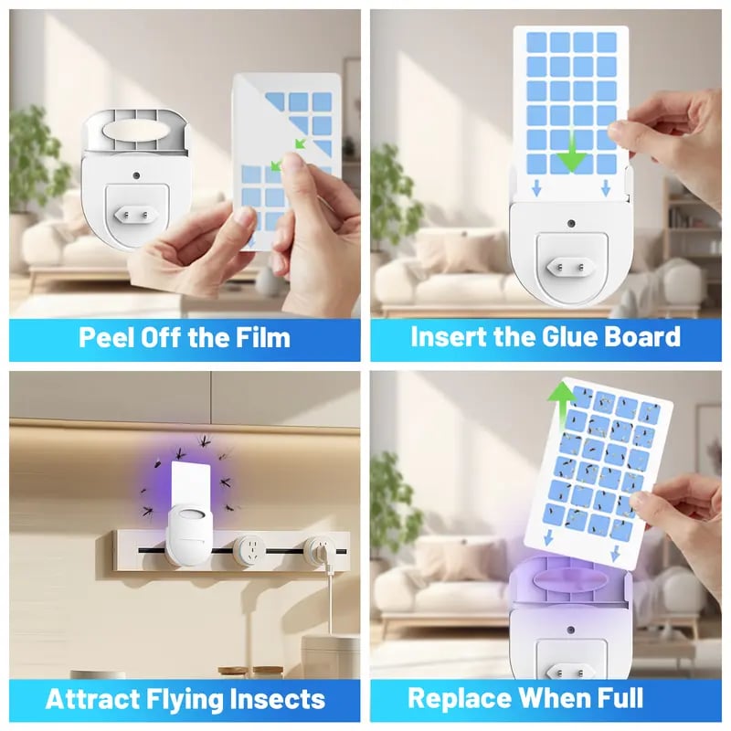 🎁TikTok Last Day Sale - 70% OFF🔥(1 Device + 5 Refills)Fruit Fly Traps for Indoors,Gnat Traps for House Indoor Plug-in Light for Flies