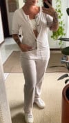 Women's Round Neck Button-down Casual Jumpsuit