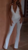 Ladies' Neck Hanging Hollow Slim Fitting Jumpsuit