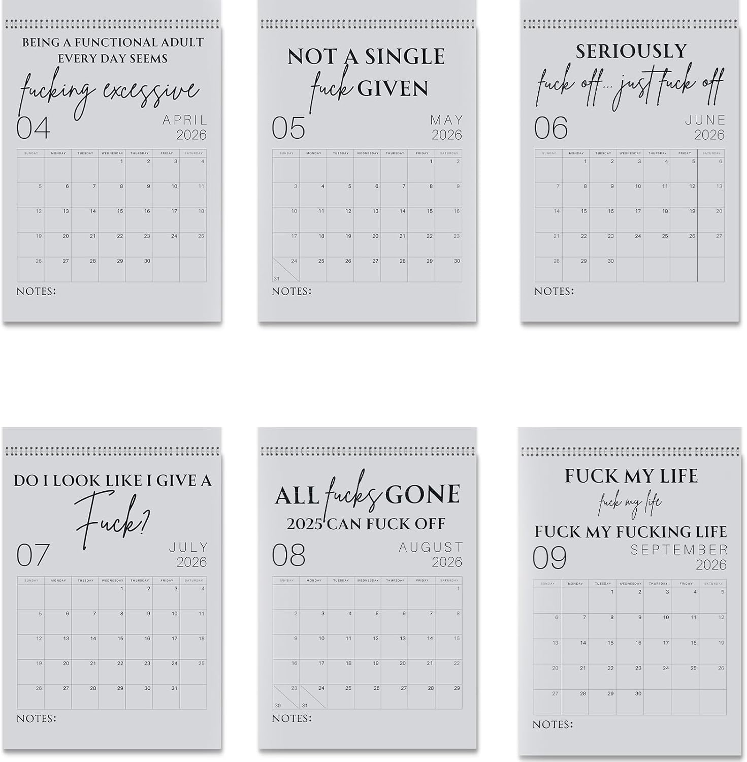 💥LAST DAY SALE 50% OFF💥Fu*k It 2026 Spiral Bound Wall Calendar