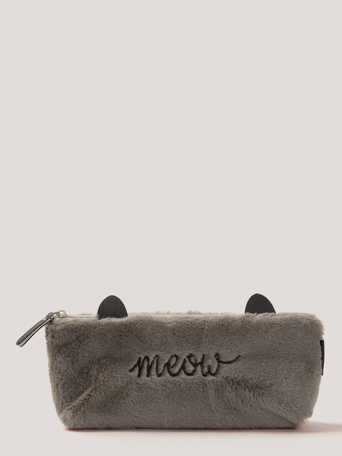 Random Embroidery Plush Pencil Case 1pc