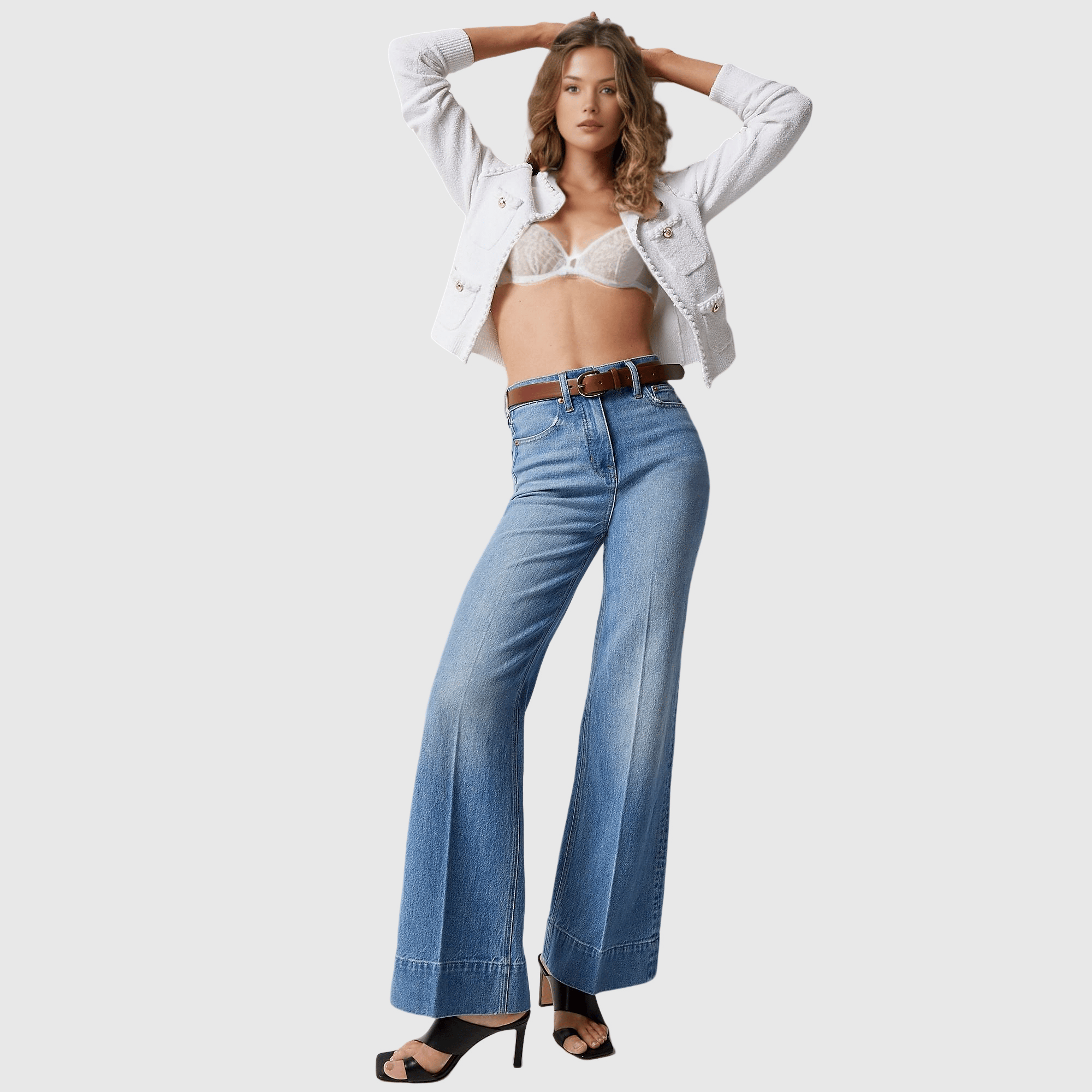 🌞Letzter Tag 49% Rabatt👖Tall Tummy Control Jeanshose mit weitem Bein
