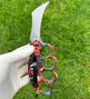 Motifs Knuckle Duster Wooden Handle Folding Knife Defense EDC