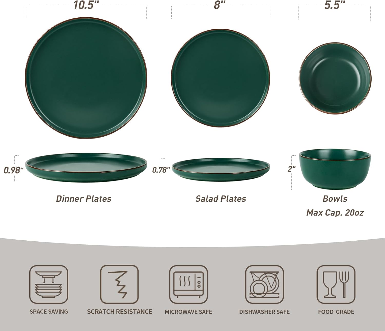 Famiware Mercury Plates and Bowls Sets, 12 Pieces Stoneware Dinnerware Sets, Dishes Set for 4, Microwave and Dishwasher Safe, Multi-color