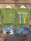 V-Neck Retro We The People No Kings In America Print T-Shirt