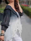 Women's Hooded Button Gradient Printed Casual Blouse