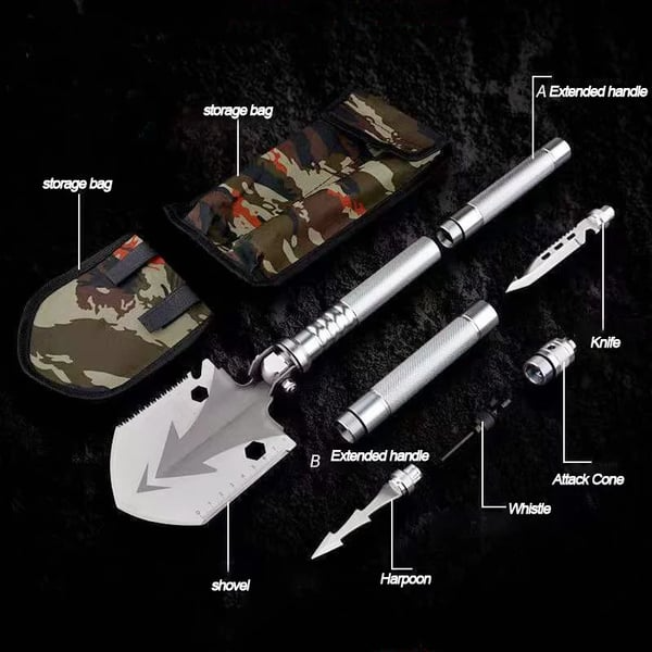 Multi-Purpose Camping Survival Shovel With Camouflage Bag