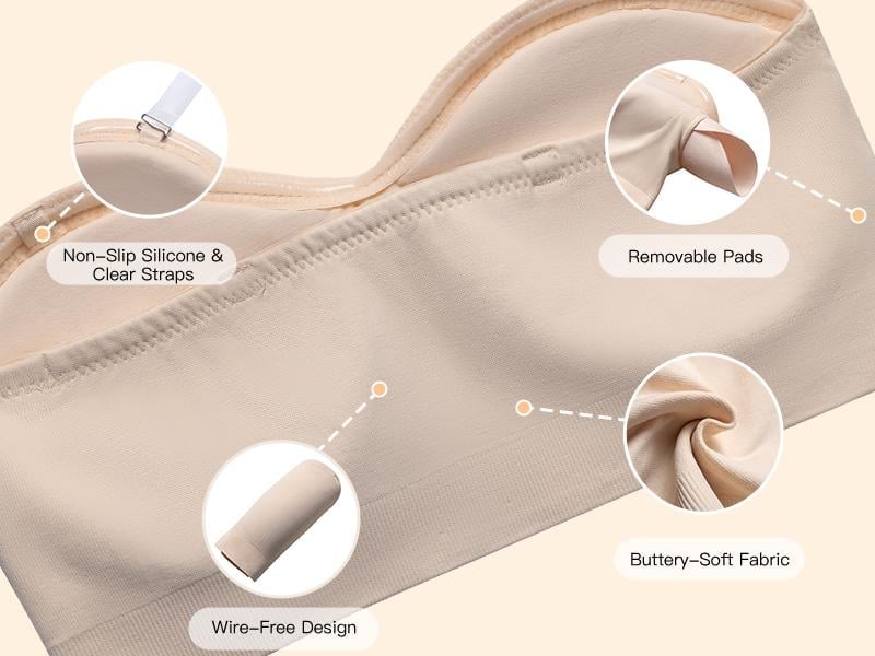 💥LAST DAY SALE 50% OFF💥Non-Slip Silicone Padded Bandeau Bra